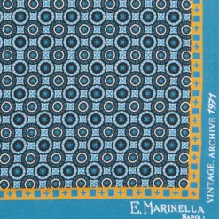 POCHETTE DA TASCHINO IN SETA STAMPATA A MANO BLU MEDIO Fantasia archivio 1971