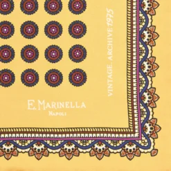 POCHETTE DA TASCHINO IN SETA STAMPATA A MANO GIALLA Fantasia archivio 1975