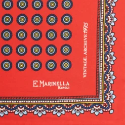 POCHETTE DA TASCHINO IN SETA STAMPATA A MANO ROSSA Fantasia archivio 1975