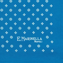 POCHETTE DA TASCHINO IN SETA STAMPATA A MANO BLU MEDIO Microfantasia fiore