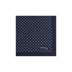 POCHETTE DA TASCHINO IN SETA STAMPATA A MANO BLU SCURO Microfantasia fiore