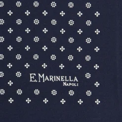 POCHETTE DA TASCHINO IN SETA STAMPATA A MANO BLU SCURO Microfantasia fiore