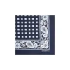 POCHETTE DA TASCHINO IN SETA STAMPATA A MANO BLU SCURO Microfantasia fiore