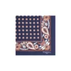 POCHETTE DA TASCHINO IN SETA STAMPATA A MANO BLU SCURO Microfantasia fiore