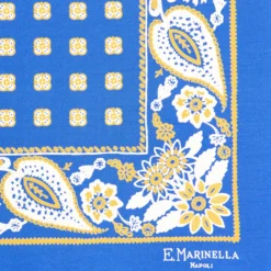 POCHETTE DA TASCHINO IN SETA STAMPATA A MANO BLU SCURO Microfantasia fiore