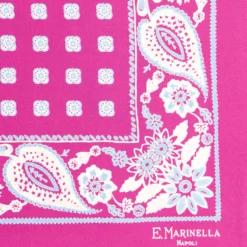 POCHETTE DA TASCHINO IN SETA STAMPATA A MANO FUCSIA Microfantasia fiore