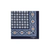 POCHETTE DA TASCHINO IN SETA STAMPATA A MANO BLU SCURO Microfantasia fiore