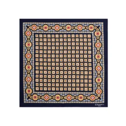 POCHETTE DA TASCHINO IN SETA STAMPATA A MANO BLU SCURO Microfantasia fiore