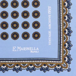 POCHETTE DA TASCHINO IN SETA STAMPATA A MANO AZZURRA Fantasia archivio 1975