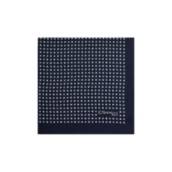 POCHETTE DA TASCHINO IN SETA STAMPATA A MANO BLU SCURO Microfantasia fiore
