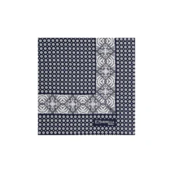 POCHETTE DA TASCHINO IN SETA STAMPATA A MANO BLU SCURO Microfantasia fiore