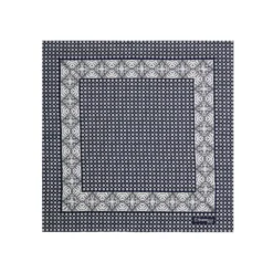 POCHETTE DA TASCHINO IN SETA STAMPATA A MANO BLU SCURO Microfantasia fiore
