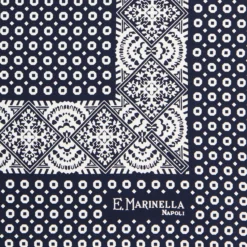POCHETTE DA TASCHINO IN SETA STAMPATA A MANO BLU SCURO Microfantasia fiore