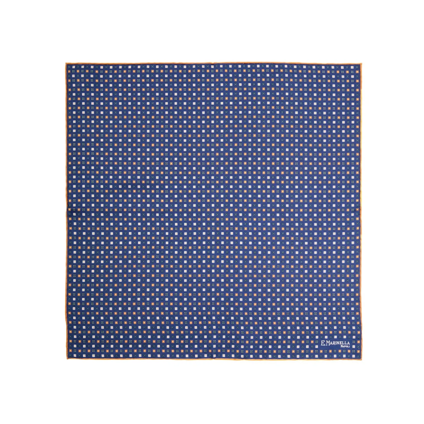 POCHETTE DA TASCHINO IN SETA STAMPATA A MANO BLU Microfantasia fiore