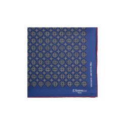 POCHETTE DA TASCHINO IN SETA STAMPATA A MANO BLU Fantasia archivio 1961