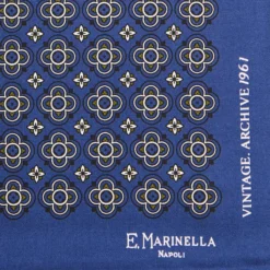 POCHETTE DA TASCHINO IN SETA STAMPATA A MANO BLU Fantasia archivio 1961