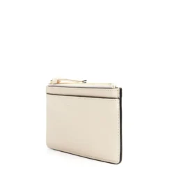PORTA CARTE DI CREDITO BEIGE In pelle con zip
