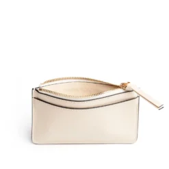 PORTA CARTE DI CREDITO BEIGE In pelle con zip