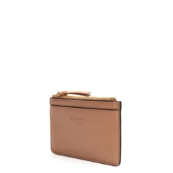 PORTA CARTE DI CREDITO MARRONE CHIARO In pelle con zip