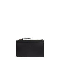 PORTA CARTE DI CREDITO NERO In pelle con zip