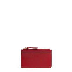 PORTA CARTE DI CREDITO ROSSO In pelle con zip