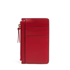 PORTA CARTE DI CREDITO ROSSO In pelle con zip
