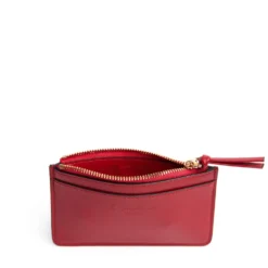 PORTA CARTE DI CREDITO ROSSO In pelle con zip