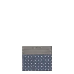 PORTACARTE DI CREDITO SETA E PELLE GRIGIO SCURO 5 scomparti