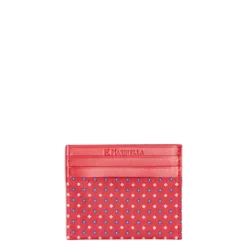 PORTACARTE DI CREDITO SETA E PELLE ROSSO 5 scomparti