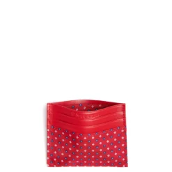PORTACARTE DI CREDITO SETA E PELLE ROSSO 5 scomparti