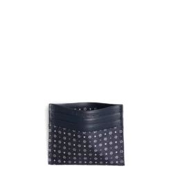 PORTACARTE DI CREDITO SETA E PELLE BLU SCURO 5 scomparti