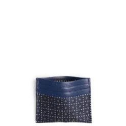 PORTACARTE DI CREDITO SETA E PELLE BLU SCURO 5 scomparti