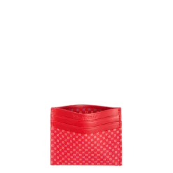 PORTACARTE DI CREDITO SETA E PELLE ROSSO 5 scomparti