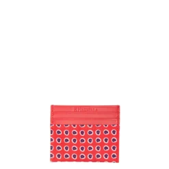 PORTACARTE DI CREDITO SETA E PELLE ROSSO 5 scomparti
