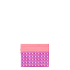 PORTACARTE DI CREDITO SETA E PELLE FUCSIA 5 scomparti