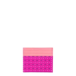 PORTACARTE DI CREDITO SETA E PELLE FUCSIA 5 scomparti