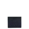 PORTACARTE DI CREDITO SETA E PELLE BLU SCURO 5 scomparti