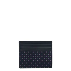 PORTACARTE DI CREDITO SETA E PELLE BLU SCURO 5 scomparti
