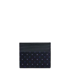 PORTACARTE DI CREDITO SETA E PELLE BLU SCURO 5 scomparti