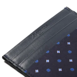 PORTACARTE DI CREDITO SETA E PELLE BLU SCURO 5 scomparti