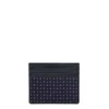 PORTACARTE DI CREDITO SETA E PELLE BLU SCURO 5 scomparti