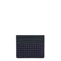 PORTACARTE DI CREDITO SETA E PELLE BLU SCURO 5 scomparti