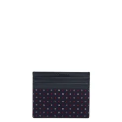 PORTACARTE DI CREDITO SETA E PELLE BLU SCURO 5 scomparti
