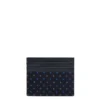 PORTACARTE DI CREDITO SETA E PELLE BLU SCURO 5 scomparti