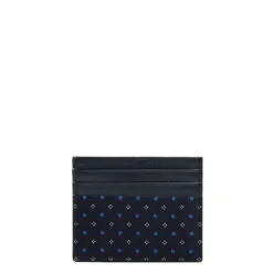 PORTACARTE DI CREDITO SETA E PELLE BLU SCURO 5 scomparti