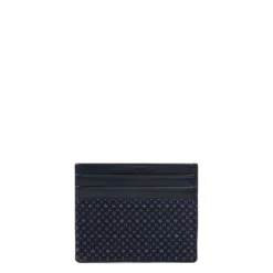 PORTACARTE DI CREDITO SETA E PELLE BLU SCURO 5 scomparti