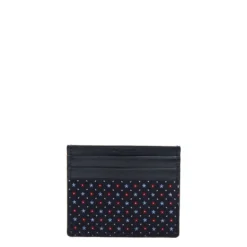 PORTACARTE DI CREDITO SETA E PELLE BLU SCURO 5 scomparti