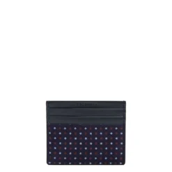 PORTACARTE DI CREDITO SETA E PELLE BLU SCURO 5 scomparti