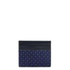 PORTACARTE DI CREDITO SETA E PELLE BLU SCURO 5 scomparti