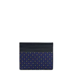 PORTACARTE DI CREDITO SETA E PELLE BLU SCURO 5 scomparti